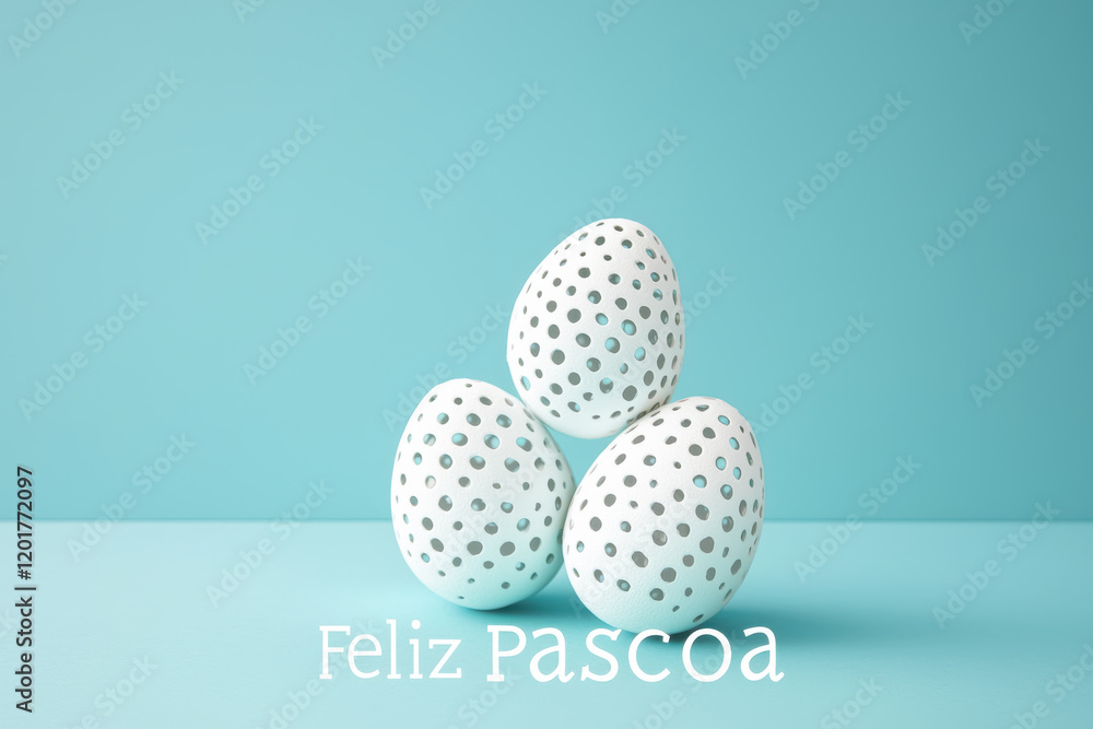 Decorative Easter eggs with cutout design on a pastel blue background
Decorative Easter eggs with cutout design on a pastel blue background