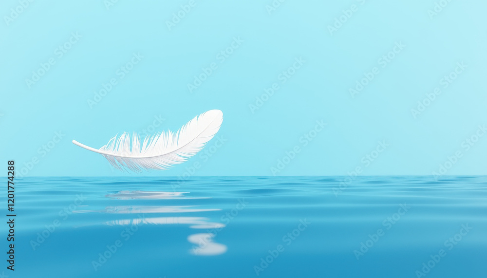 White Feather Floating on Water for World Peace Day White Feather Floating on Water for World Peace Day