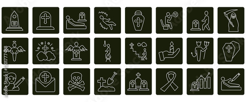 Death icons set. Set of editable stroke icons.Set of Death