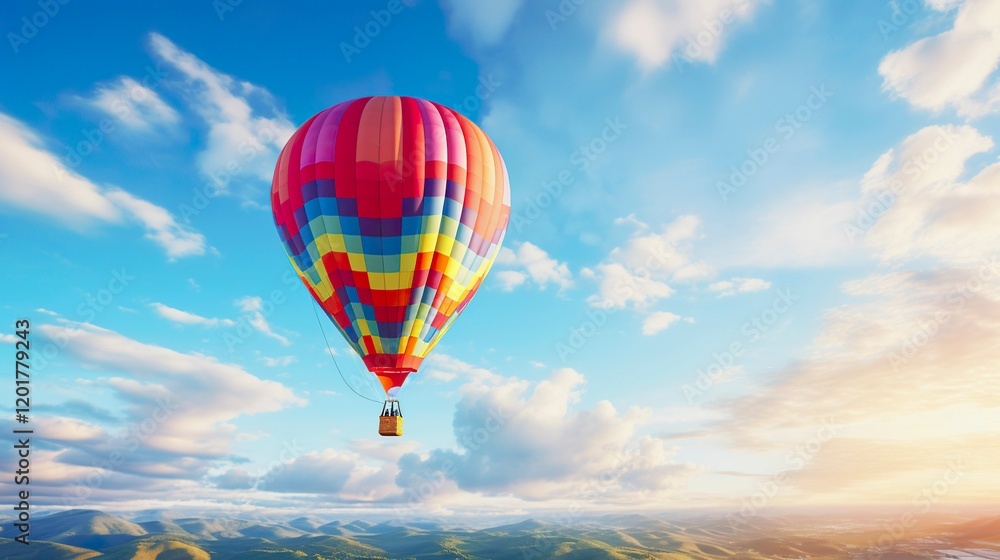 Obraz premium A photo of a lone colorful hot air balloon