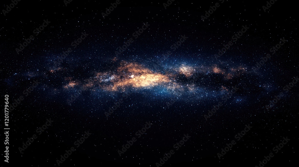 Fototapeta premium Cosmic Tapestry A Barred Spiral Galaxy in a Starry Night