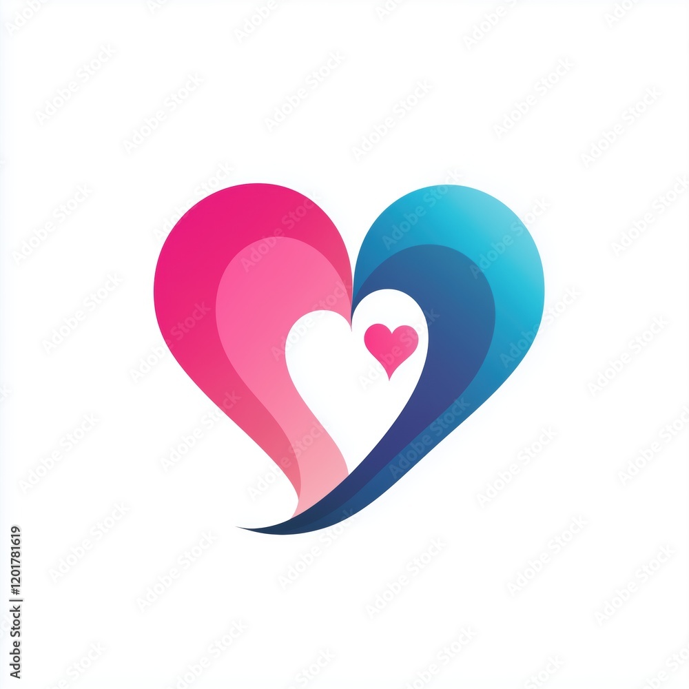 Abstract heart motif with gentle transitions and creative shapes, full of expression Abstract heart motif with gentle transitions and creative shapes, full of expression