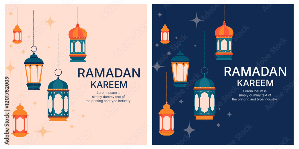 2d vector Ramadan Kareem, geometric background and wallpaper design, Ramanda Kareem illustration, greeting card template