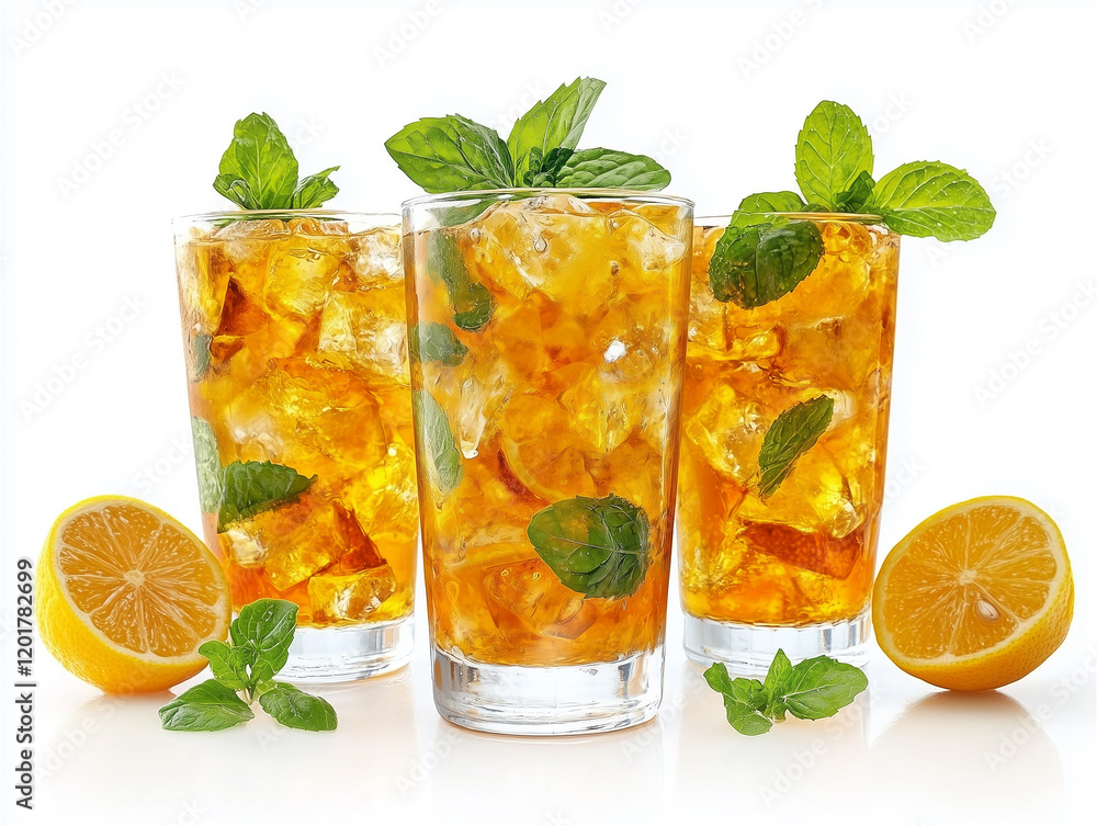 Lemonade Photo: A Transparent Glass with Lemon Slices on White Background Lemonade Photo: A Transparent Glass with Lemon Slices on White Background