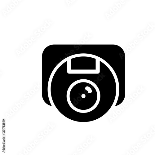 Round-shaped CCTV camera icon representing surveillance in a sleek, compact design. Ideal for security systems, tech apps, and monitoring interfaces. Clean and modern vector style.