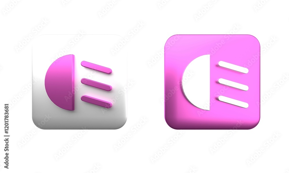Colorful High beam icon isolated on white background. Car headlight. Square button. 3D render illustration Colorful High beam icon isolated on white background. Car headlight. Square button. 3D render illustration