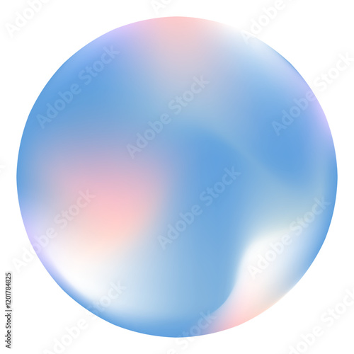 Abstract gradient sphere in soft blue, pink, and white tones isolated on a white background. Modern minimalistic illustration