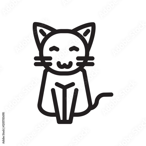 Cat icon with a smiling expression, symbolizing happiness and friendliness. Ideal for pet-themed designs, apps, and branding. Clean, cute, and modern vector design.