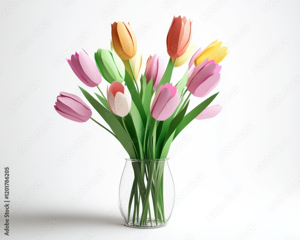 A vibrant bouquet of colorful tulips in a clear vase, symbolizing spring and beauty. A vibrant bouquet of colorful tulips in a clear vase, symbolizing spring and beauty.