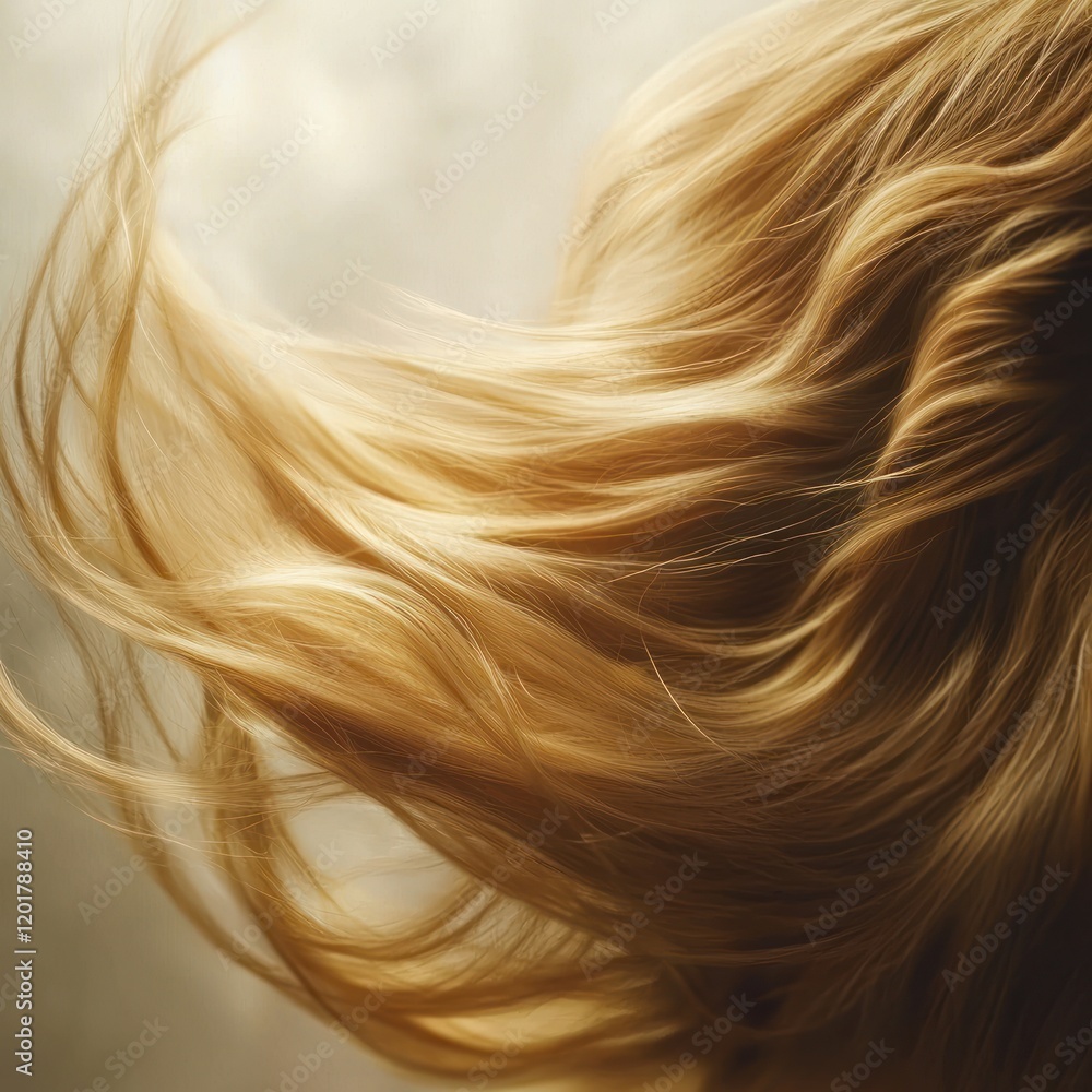 Close-up of flowing blonde hair, showing texture and shine. Close-up of flowing blonde hair, showing texture and shine.