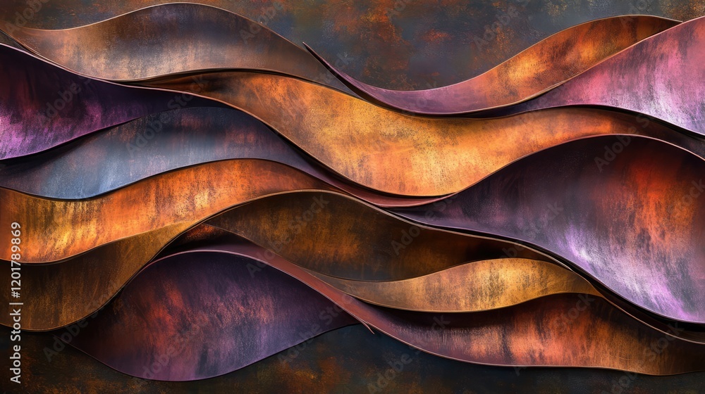 Glossy Golden and Purple Metallic Wave Pattern Glossy Golden and Purple Metallic Wave Pattern