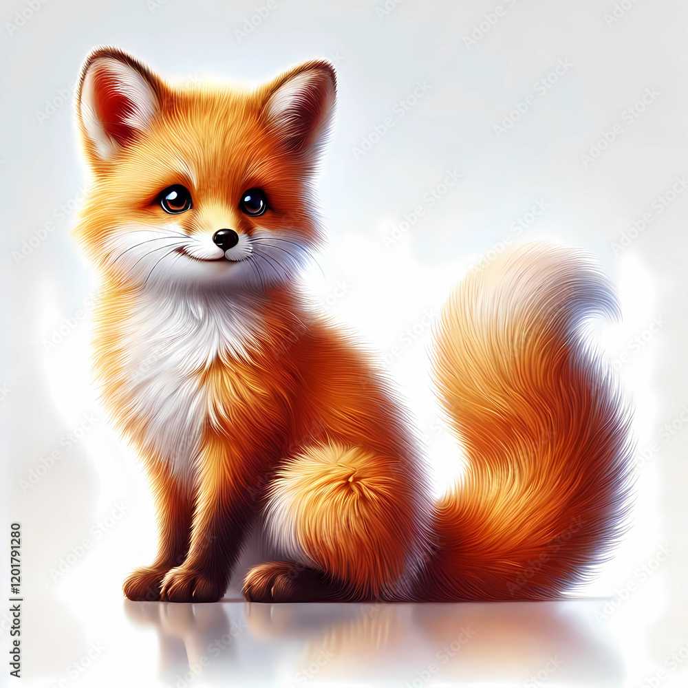 Obraz premium cute fox image on white background