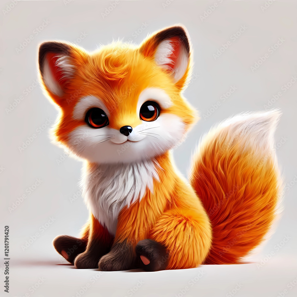 Fototapeta premium cute fox image on white background