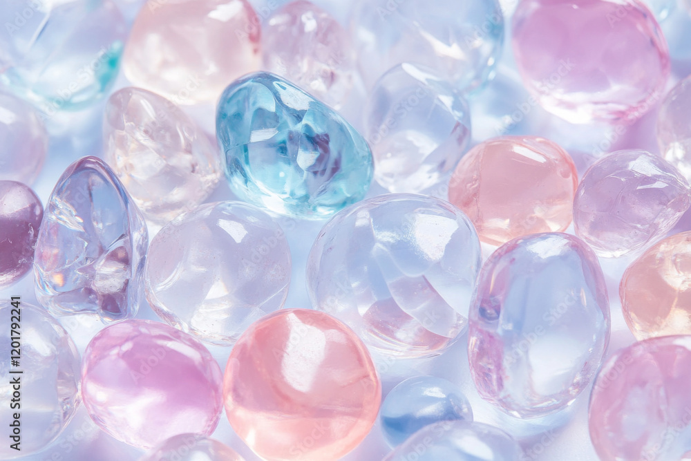 Colorful Translucent Pebbles Create a Vibrant Display on a Bright Surface Colorful Translucent Pebbles Create a Vibrant Display on a Bright Surface