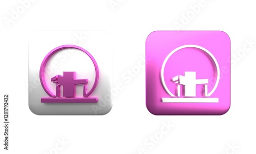 Colorful Montreal Biosphere icon isolated on white background. Square button. 3D render illustration photo