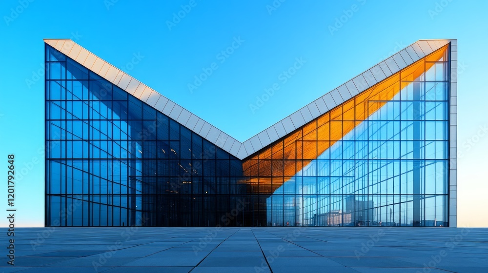 Obraz premium building's sharp angles against the clear blue sky