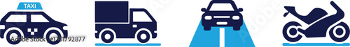 Taxi Truck Car Bike icon set You can easily change the color.