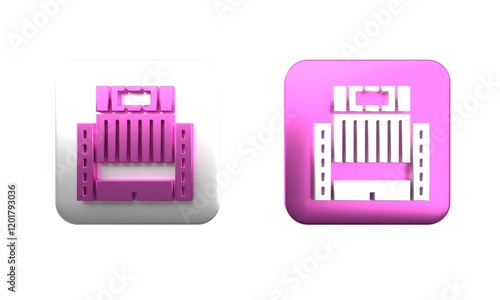 Colorful Hotel Ukraina building icon isolated on white background. Square button. 3D render illustration photo