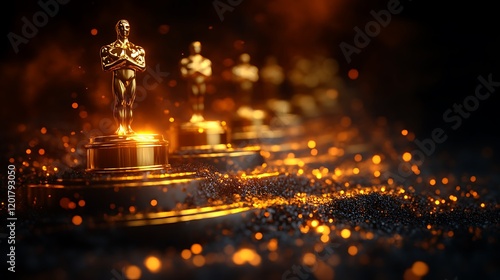 Golden Statues Awards Ceremony Shining Brightly