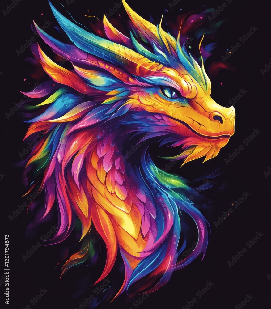 Fototapeta Colorful Dragon Head Design for Creative Apparel