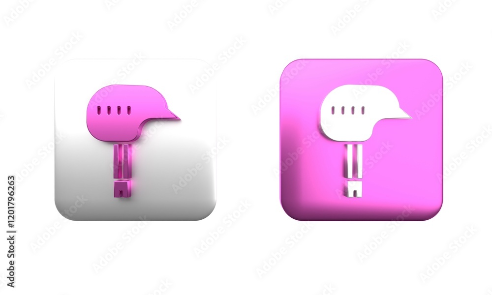 Colorful Bicycle helmet icon isolated on white background. Extreme sport. Sport equipment. Square button. 3D render illustration