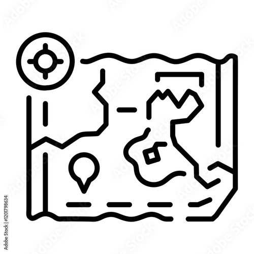 Paper map icon in linear style 