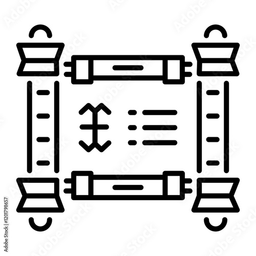 Ancient scroll icon in linear style 