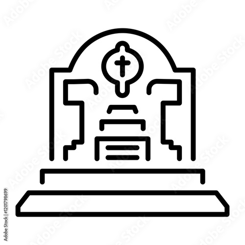 Memorial tomb icon in linear style 