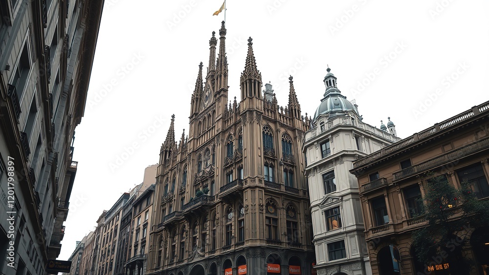 Fototapeta premium Barcelona Cityscape - Dynamic Urban Art