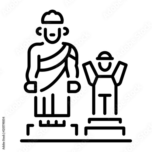 Classical statues icon in outline style 