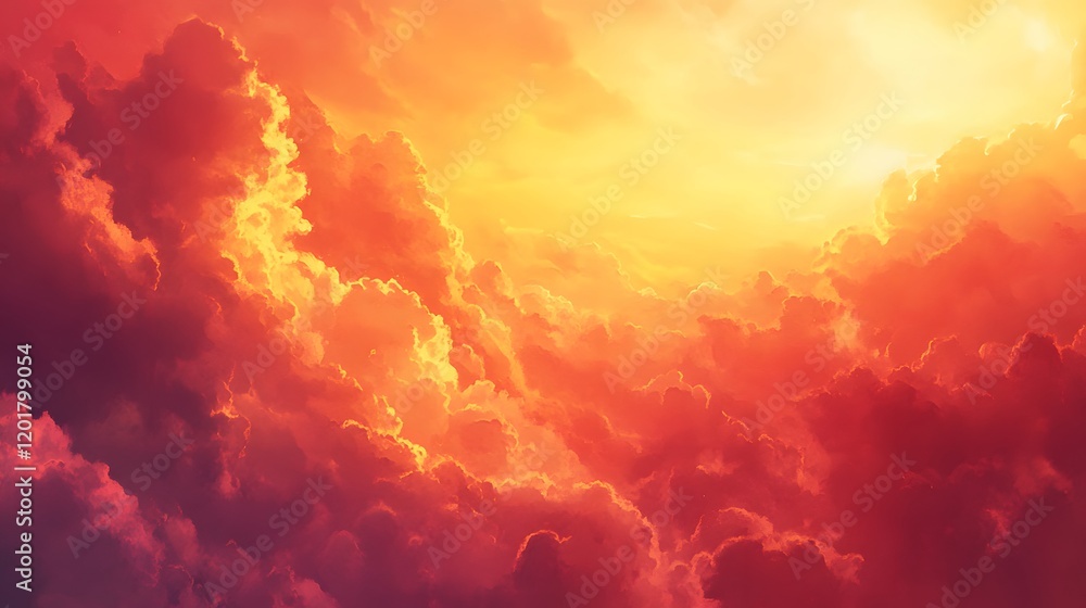 Fototapeta premium Fiery Sunset Cloudscape Dramatic Sky Hues