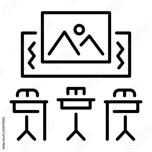 Art exhibition icon in linear style 