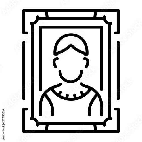 Historical portrait icon in linear style 