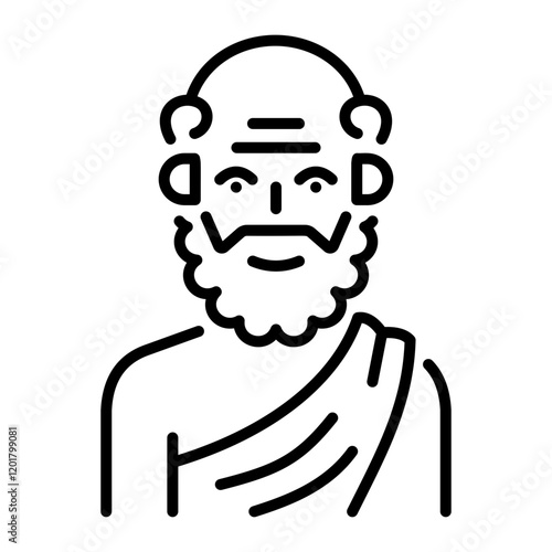 A line icon of greek philosopher 