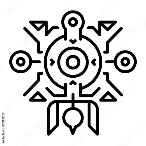 Indigenous art icon in linear style 
