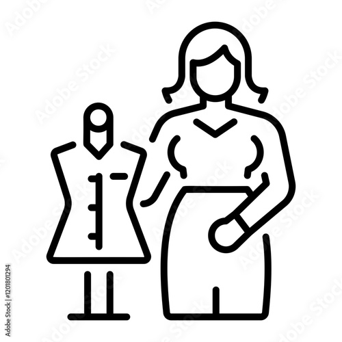 A line style character icon of fashion designer 