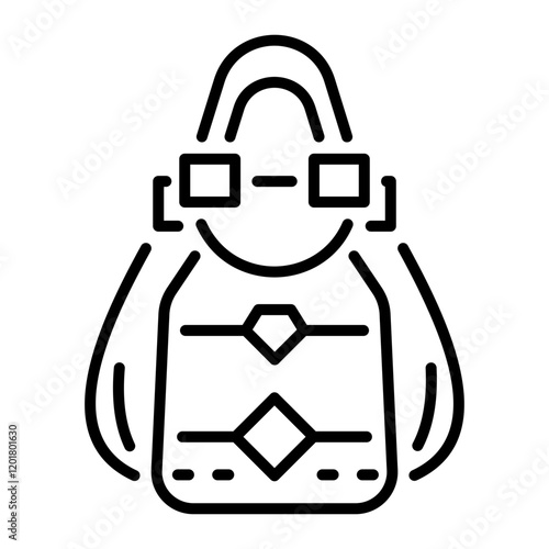 A line style icon of fashionable hobo bag 