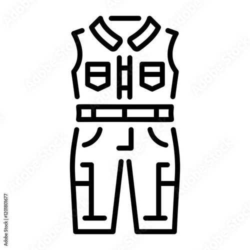 Outline icon depicting a fashionable jumpsuit 