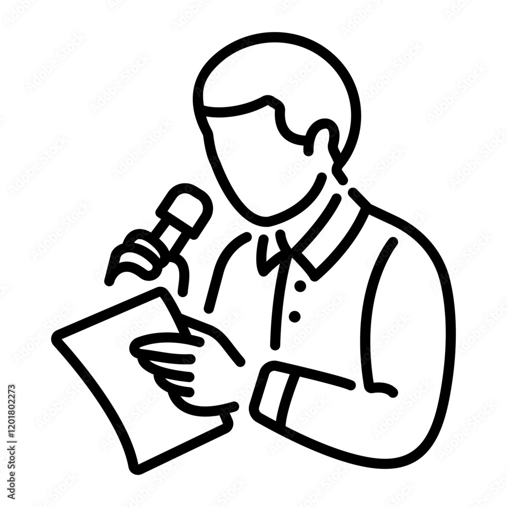 A line style icon of journalist character A line style icon of journalist character