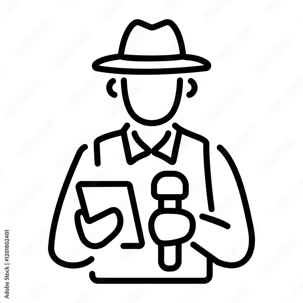 Fototapeta premium A line style icon of field reporter 