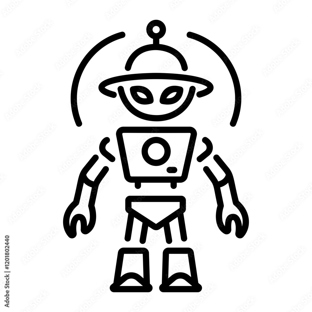 Alien robot icon in linear style Alien robot icon in linear style