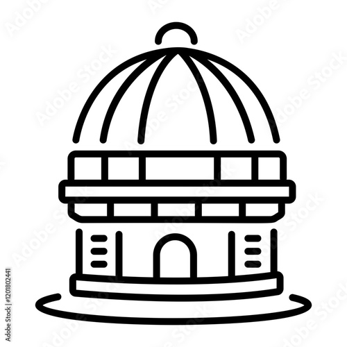 Observatory dome icon in linear style 