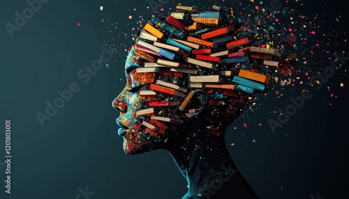 Creative Silhouette of a Head with Colorful Elements