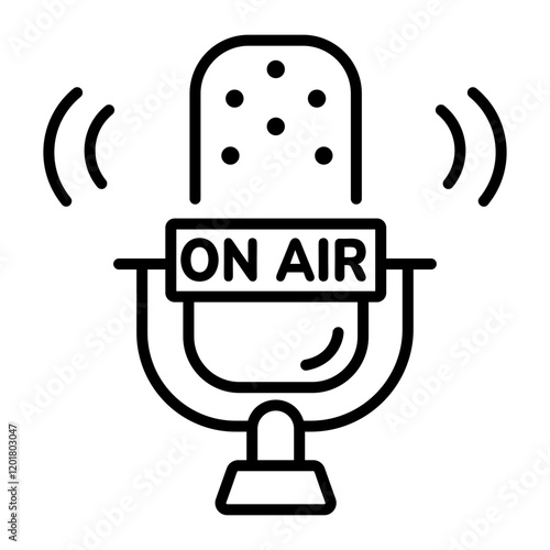 A line icon of broadcasting mic 