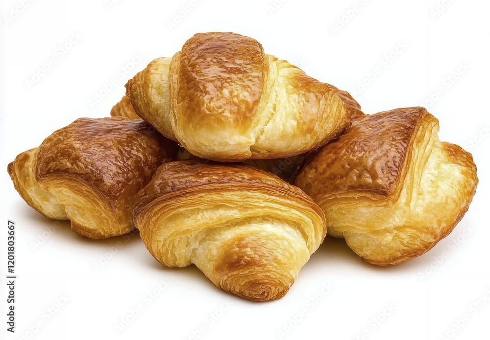Freshly Baked Croissants Piled Together on a White Background Freshly Baked Croissants Piled Together on a White Background