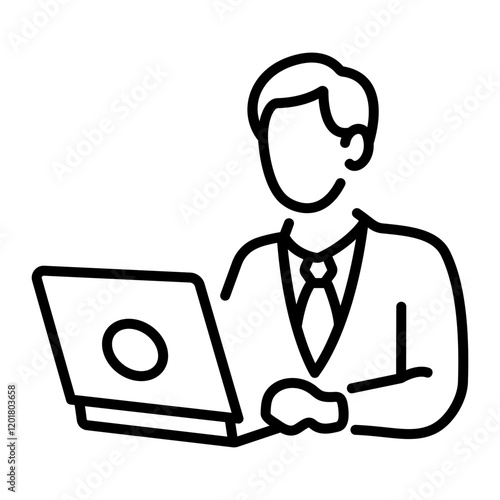 A linear icon of a typing character 