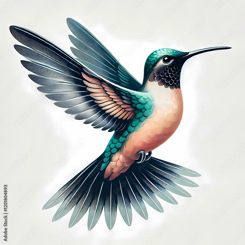 Obraz premium hummingbird vector style image on white background