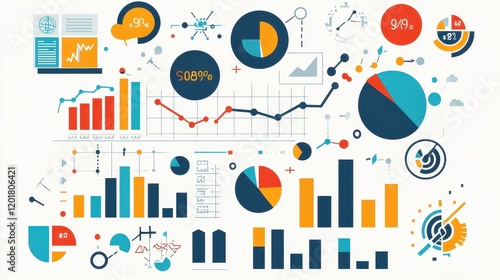 Business-themed background with a stock chart, corporate icons, and economic data, dynamic market trends.