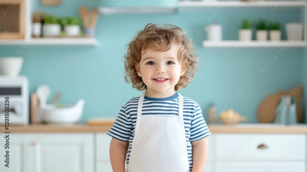Adorable young boy smiling and happily exploring his surroundings achieving early childhood milestones through engaging in interactive and creative play activities in a cozy home setting Adorable young boy smiling and happily exploring his surroundings achieving early childhood milestones through engaging in interactive and creative play activities in a cozy home setting