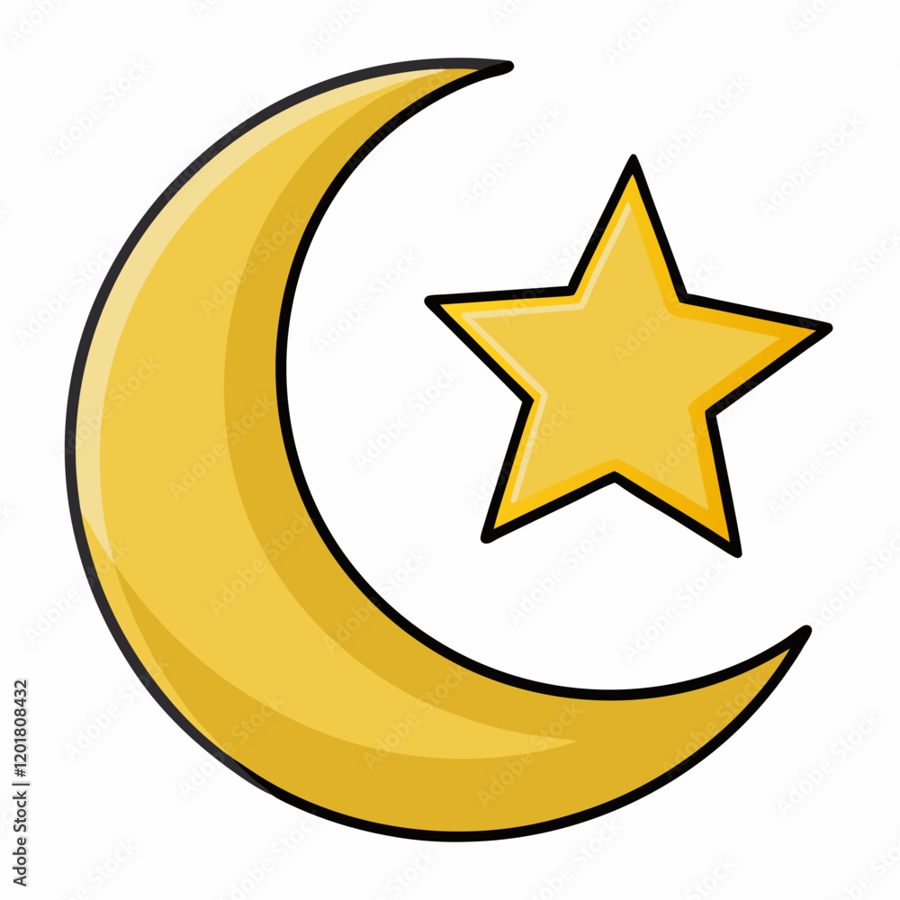 crescent moon and star vector illustration crescent moon and star vector illustration